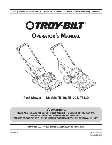 troy bilt instruction manual